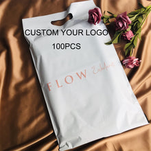 Load image into Gallery viewer, white handle poly mailer eye lash swim packing courier bag envelope
