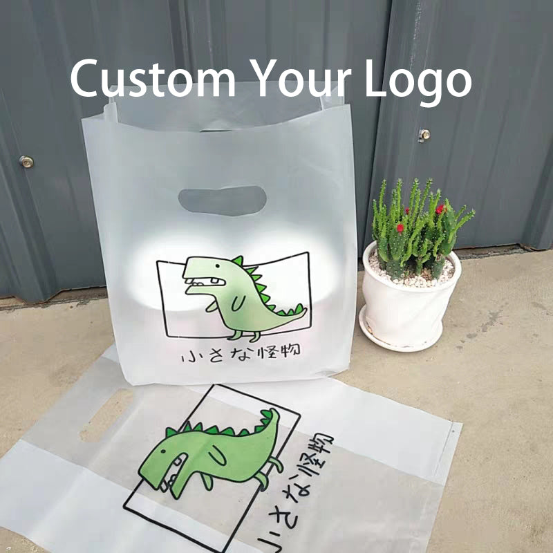 custom frosted bread tote with die cut plastic bags