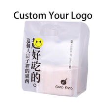 Load image into Gallery viewer, custom frosted bread tote with die cut plastic bags
