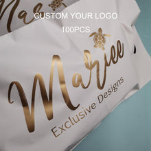 Load image into Gallery viewer, custom rose gold logo print peach shipping clothing poly mailer bag
