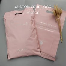 Load image into Gallery viewer, custom rose gold logo print peach shipping clothing poly mailer bag
