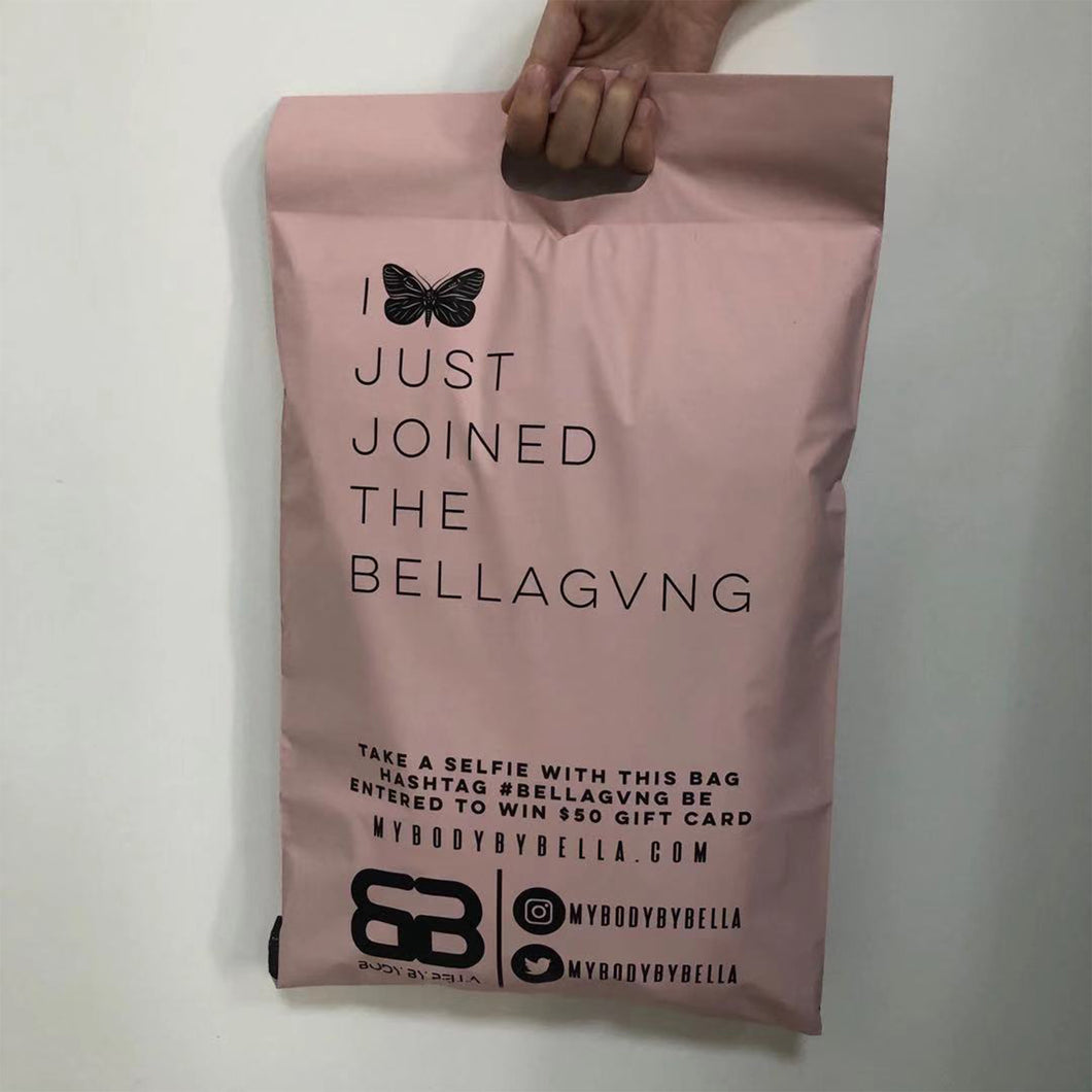 Custom Logo Printed Clothing Custom Plastic Bag pink Handle Packing Bag