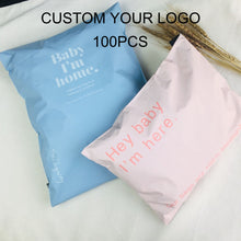 Load image into Gallery viewer, biodegradable custom blue waterproof plastic shipping bag mailing bag
